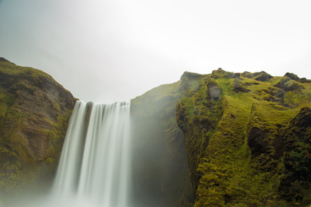 Seljalandsfoss waterfall - the most powerful waterfall in Icelandの写真素材