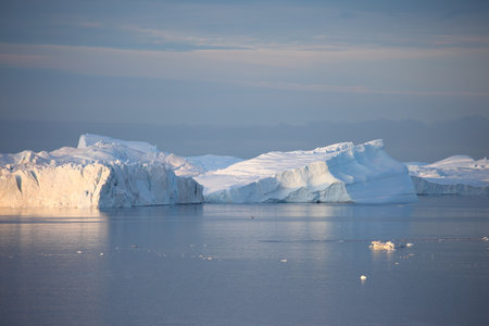 Antarctic landscape with icebergs in the ocean, Ilulissat, Greenland