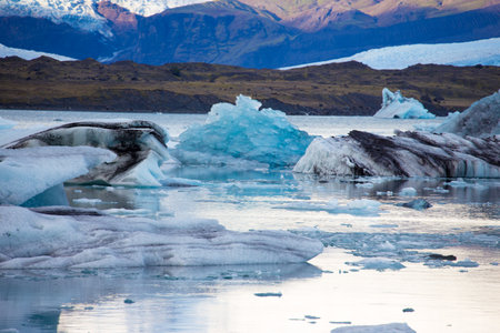 Ice formations and icebergs in Glacier Lagoon, Iceland, Europe