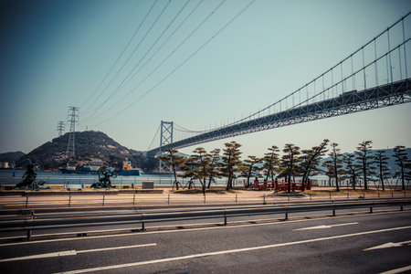 Suspension bridge over the Tagus river in Lisbon, Portugalの写真素材