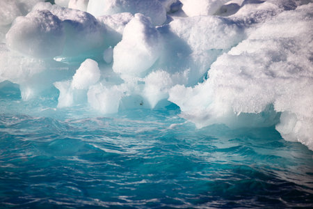 Icebergs in the ocean in Antarctica. Global warming concept.