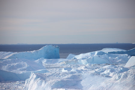 Icebergs in Antarctica. Global warming and climate change concept.