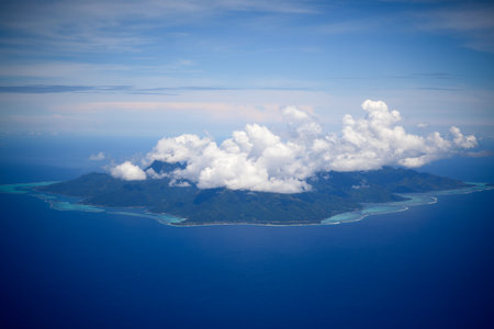 Aerial view of a small island in the middle of the ocean