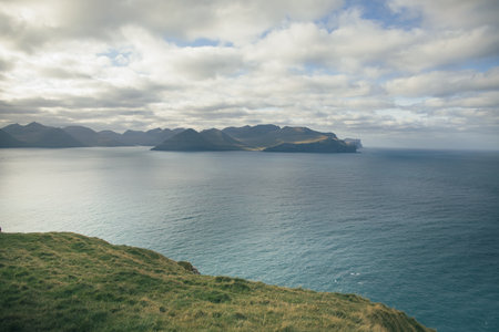 Aerial view of the western part of the island of Mykinesの写真素材