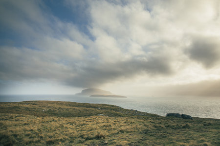 Sunrise on the island of Mykines, Faroe Islands