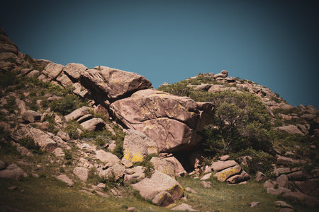 Rocks in the Sierra Nevada mountains in Spain. Toned.の写真素材
