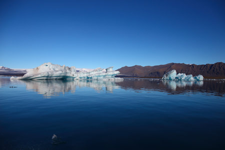 Ice formations and icebergs in Glacier Lagoon, Iceland, Europe