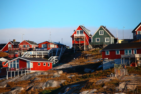 Colorful wooden houses on Lofoten islands, Norway.