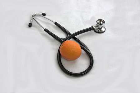 stethoscope and orangeの写真素材