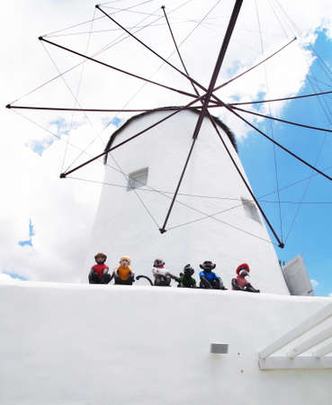 Windmill with small sculpturesの写真素材