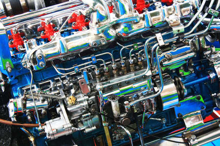 Modern powerful engine compartmentの写真素材