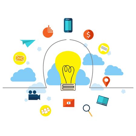 Digital marketing and Social media icons with Idea vector illustration.のイラスト素材