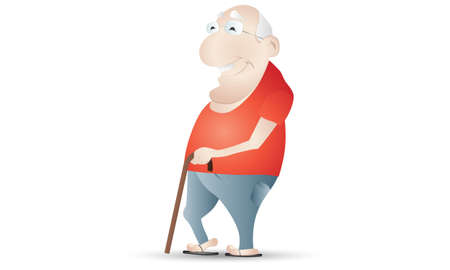 Old Man With a Caneのイラスト素材