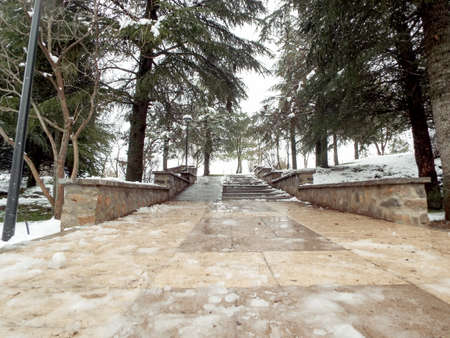 Garden covered Snow Ifrane morocco