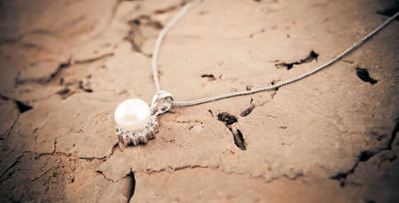 Ear-ring with pearl jewelの写真素材