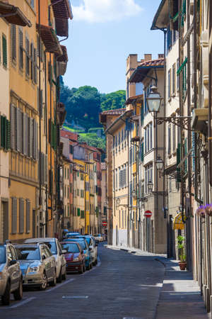 Typical street in Florence city, Italyの写真素材
