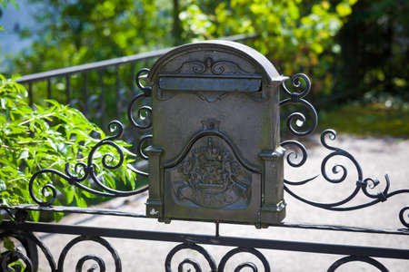 Old typical maibox on  Hallstatt village, Austriaの写真素材