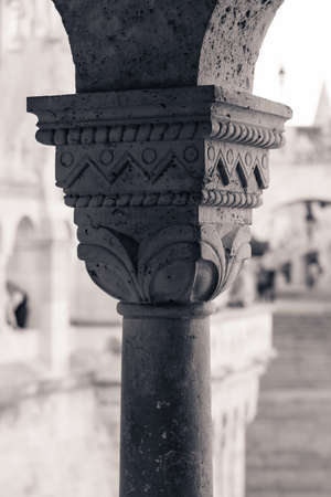 Capitel detail from Buda Castle column in Budapest, Hungary