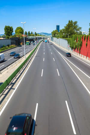 Vienna city highway  with the brand new DC-Tower on background, Austriaの写真素材