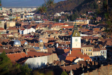 Brasov, Romania - November 7, 2012: The Council House clock tower in Brasov, Transylvania, Romania.のeditorial素材
