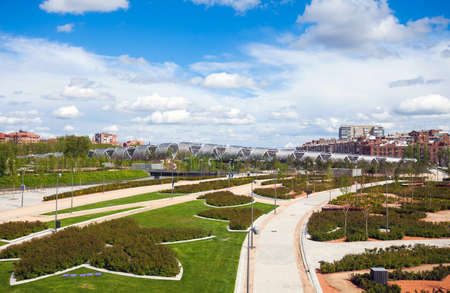 Madrid, Spain - May 5, 2012: Arganzuela Bridge  and Madrid Rio Park, Madrid, Spainのeditorial素材