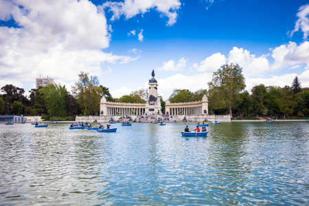Madrid, Spain - May 6, 2012: Monument to Alfonso XII in the "Park of the Pleasant Retreat" (Retiro Park) in Madrid, Spainのeditorial素材