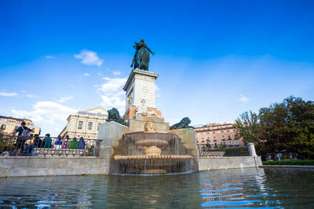 Madrid, Spain - May 10, 2012: Plaza de Oriente with tourists on a spring day in Madrid, Spainのeditorial素材