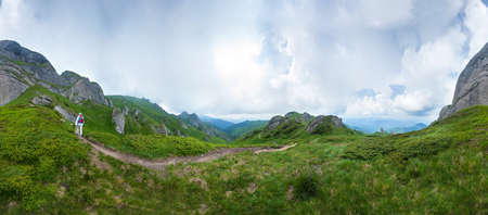 Panoramic view of Mount Ciucas on summer, part of the Carpathian Range from Romania