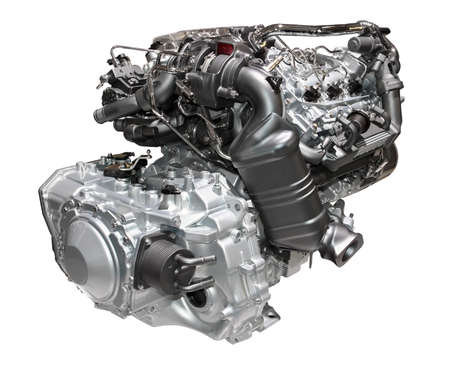 Brand new car engine isolated on white