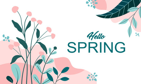 Spring is coming banner. Trendy texture. Season vocation, weekend, holiday logo. Spring Time Wallpaper. Happy spring Day.のイラスト素材