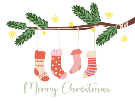 Christmas and New Year greeting banners. Winter Trendy vector illustration with Christmas decorative elements and typography design.のイラスト素材