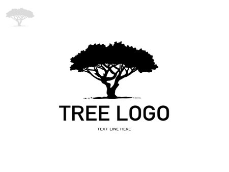 Tree and root silhouette isolated on white background. Tree and roots LOGO style.のイラスト素材