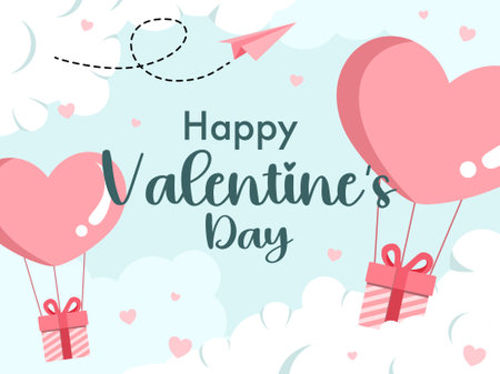 Happy valentines day background. Valentine's Day celebration. Cartoon Vector illustration Template for Poster, Banner, Post, Flyer, Greeting, Card, Cover. Valentine's day design.のイラスト素材