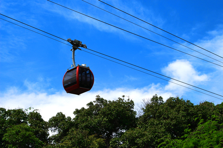 Air transport cable car on highの写真素材