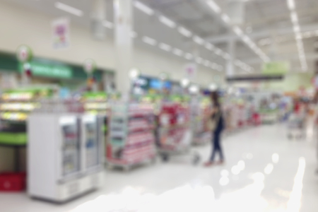 Abstract blur supermarket and Payment point in shopping mall interior for background.の写真素材