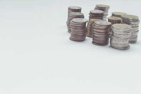 Coins of thailand with investment and saving for background and copy space.の写真素材