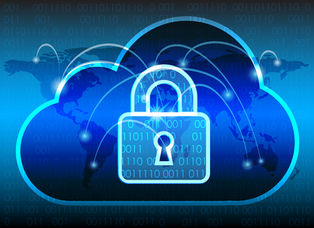 Abstract security cloud technology background, key lock and could technology background, Vector Illustration.のイラスト素材