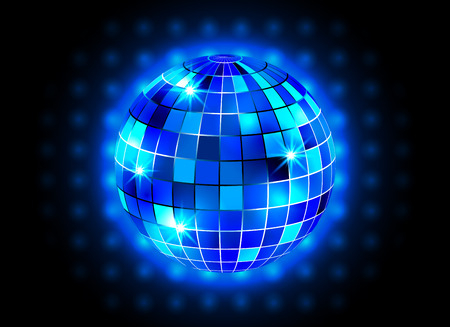 Disco ball night party blue lights background.のイラスト素材
