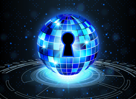 Abstract security technology background, key lock and digital technology background, Vector Illustration.のイラスト素材