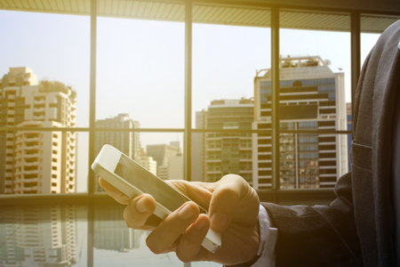 Businessman hand use smartphone.の写真素材
