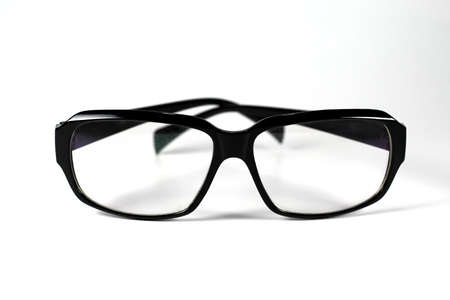 Black eyeglasses isolated on white background, Close up black eyeglasses.の写真素材