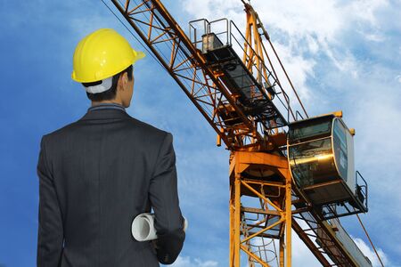 Engineer inspected the work in the construction site.