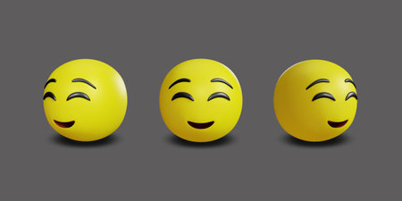 Emoji yellow face and emotion facial expressionの写真素材