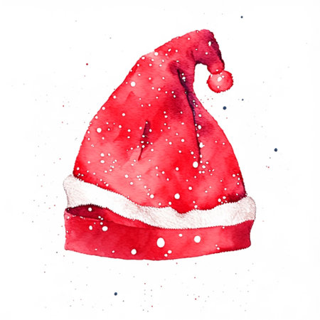 watercolor hand drawn christmas hat.  AI generativeの素材