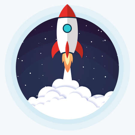 Vector illustration concept rocket launch. can be used for landing pages, templates, UI, web, mobile...