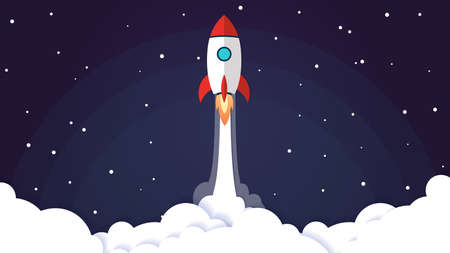 Vector illustration concept rocket launch. can be used for landing pages, templates, UI, web, mobile applications, posters, banners, leafletsのイラスト素材