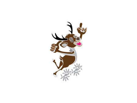 Cute deer. Cartoon comic style forest animal character. Reindeer male mascot. Zoo and wild animal vector illustration.のイラスト素材