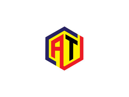 Initial Letter AT on Hexagonal Design Logo Vector Graphic Branding Letter Element.のイラスト素材
