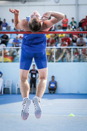 MOKRYAK Anton from Ukraine during high jump boys competition at the European Athletics Youth Championships  in the Athletics Stadium, Tbilisi, Georgia, 14 July 2016のeditorial素材