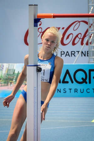 MATVIYOK Anastasiya from Ukraine during high jump girls competition at the European Athletics Youth...